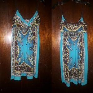 Blue Brown Yellow Sun Dress